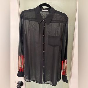 Equipment Sheer Silk Shirt with Lipsticks
